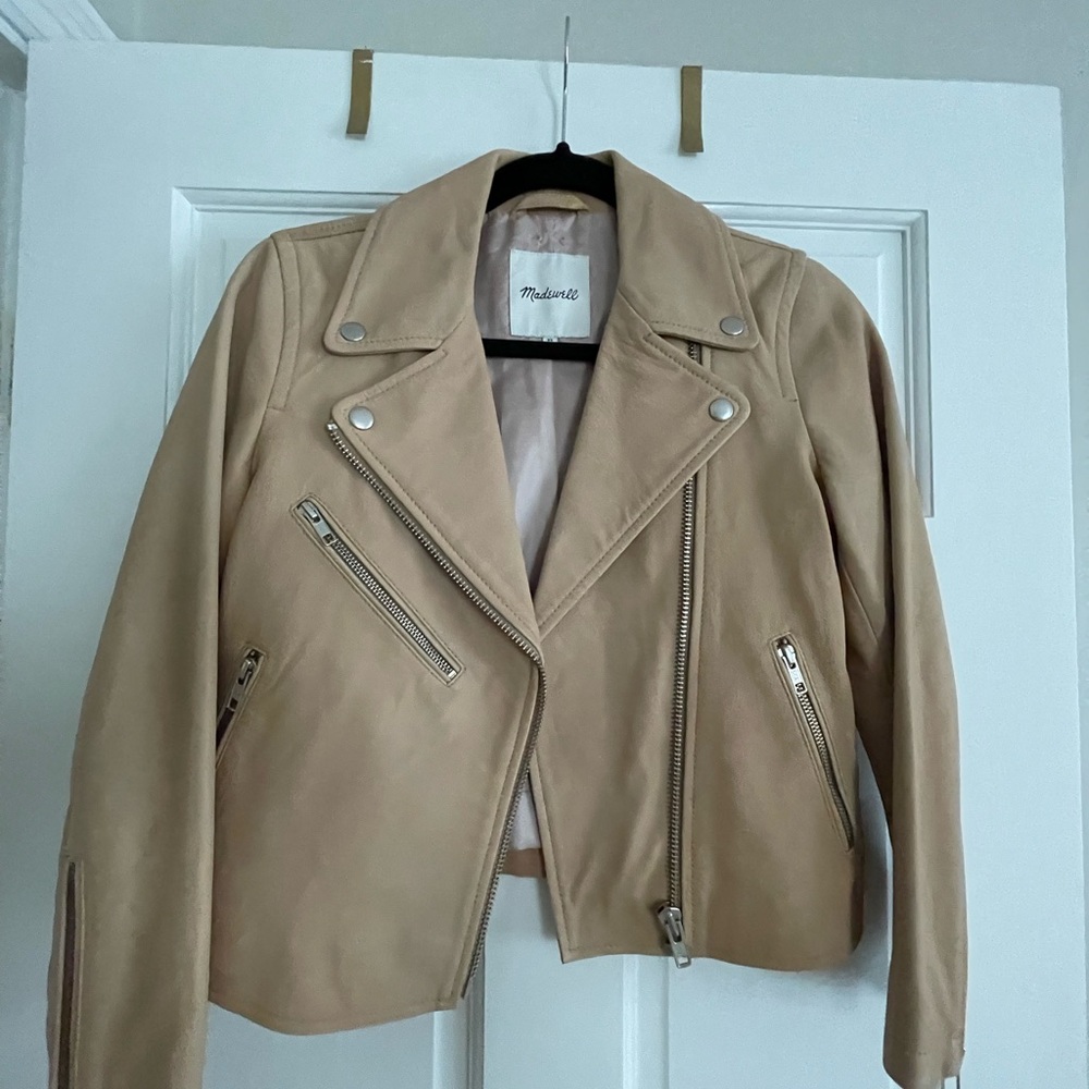 Madewell Beige Leather Biker Jacket